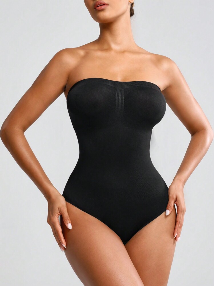SHAPORA Của phụ nữ Màu thuần Quây Áo liền quần chặt Áo Shapewear - màu đen - Xem 11