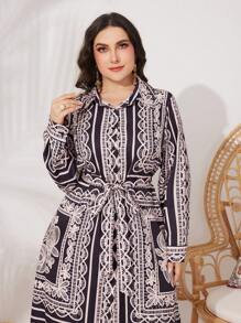 Mulvari Vestido De Manga Larga Y Tamaño Grande Para Mujer Con Estampado Floral