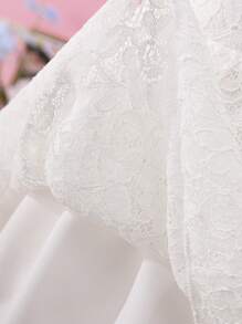 Cute Solid Color Cap Sleeve Baby Girl Dress - White - View 5