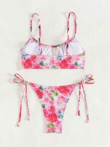 SHEIN Swim Women's Floral Print Two-Piece Bikini Set Summer Beach - Multicolor - View 4