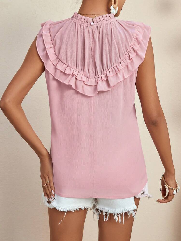 Women'S Ruffle Edge Stand Collar Shirt