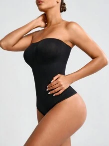 SHAPORA Của phụ nữ Màu thuần Quây Áo liền quần chặt Áo Shapewear - màu đen - Xem 10