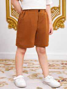 SHEIN Boys' Brown Shorts For Children - Brown - View 3