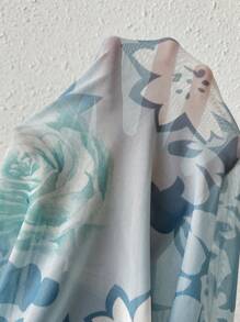 Breezaya 花卉印花荷葉邊 V 領細肩帶洋裝 - 藍色 - 查看 7