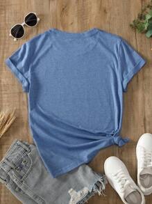 INAWLY Áo thun in hình xe đạp và hoa dành cho nữ - Màu xanh lam - Xem 2