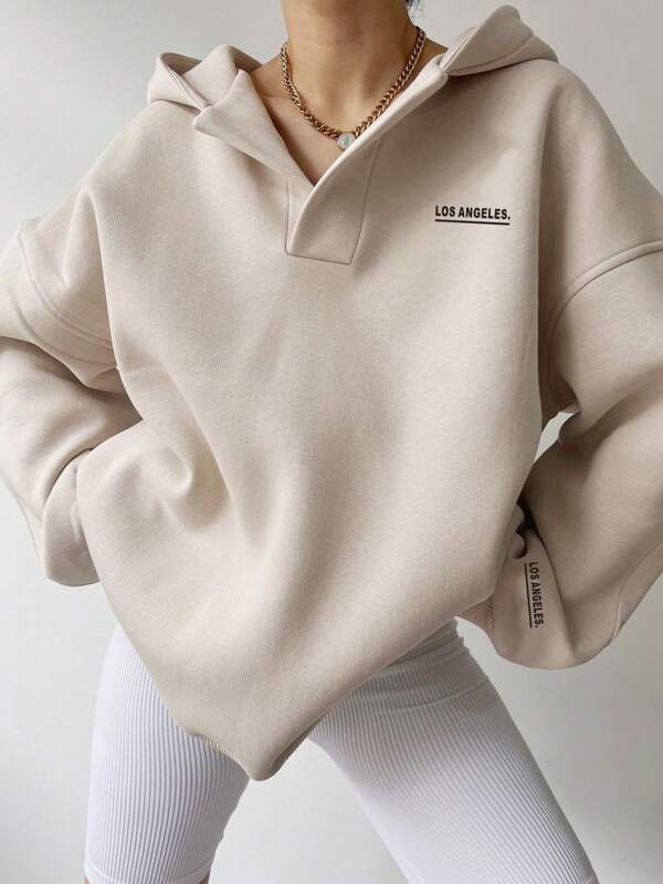 INAWLY sweat-shirt à capuche imprimé de lettres pour femme, Top à manches longues