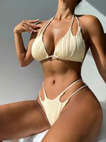 Swim SXY 女士掛脖優雅性感比基尼套裝音樂節 - 白色 - 查看 1