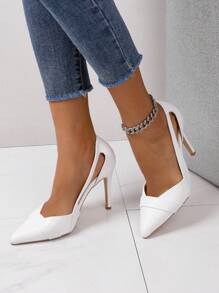 Zapatos De Tacón Alto De Mujer Con Puntera Puntiaguda Y Tacón Delgado De Moda En Color Blanco - Blanco - Ver 2