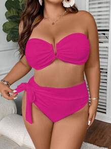 Swim SXY Conjunto De Bikini Hueco De Talla Grande De Color Sólido De Moda Para Día De San Valentín