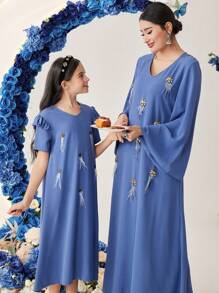Al Najma 女士优雅连衣裙，优雅晚会礼服 - 霧霾藍 - 查看 1