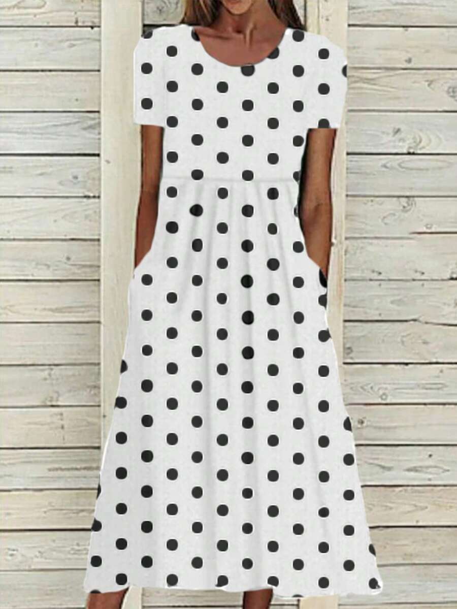Polka Dot Dress - White - View 1