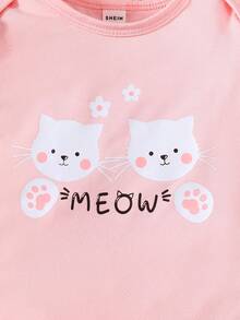 Conjunto De Ropa Linda Para Bebé Niña Con Estampado De Gato Caricatura - Multicolor - Ver 3