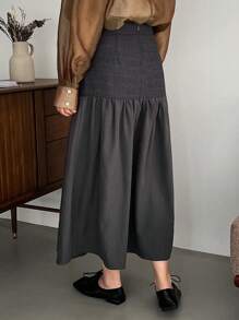 FRIFUL Women's Gray High Waist Textured Ruffle Edge Hem Skirt - Dark Grey - View 2