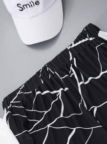 Teen Boy Casual Letter Printed Two Pieces Set - White - View 3