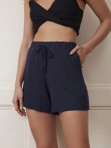 Short Bermuda Alongada Com Cós De Elástico Feminino - Blue - View 5