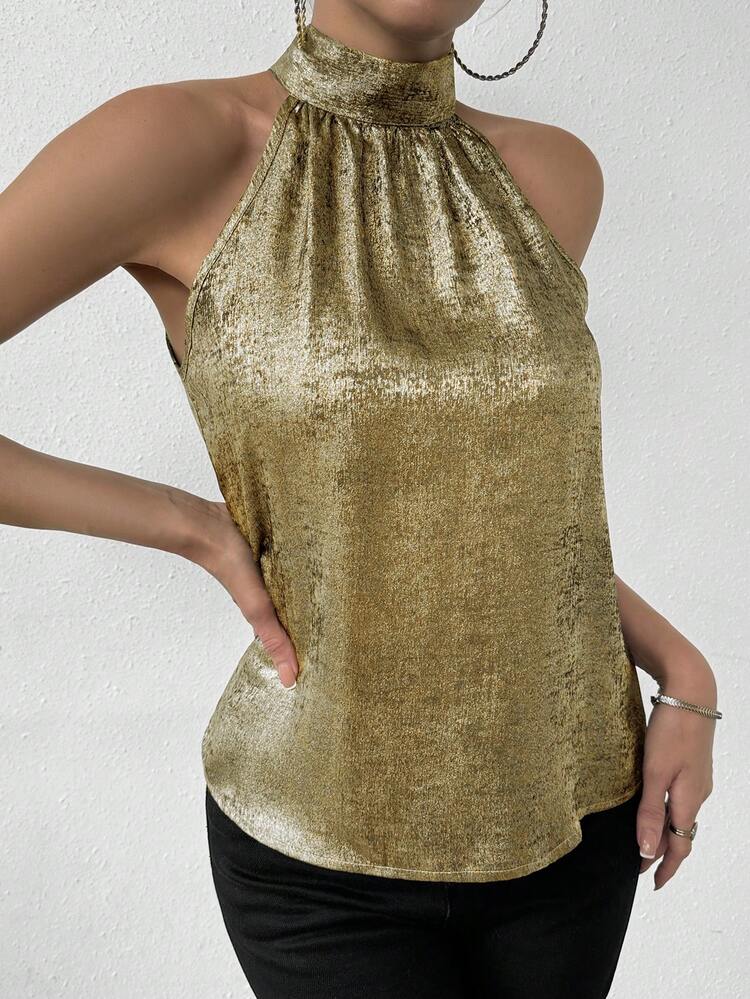 Women'S Back Knot Halter Top, Going Out Top