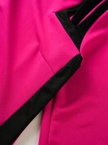 SHEIN Lady Ladies' Pink Colorblock Dress With Contrast Border - Hot Pink - View 5