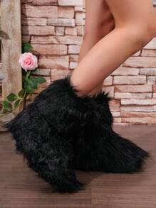 Women Minimalist Warm Snow Boots, Fashion Black Snow Boots