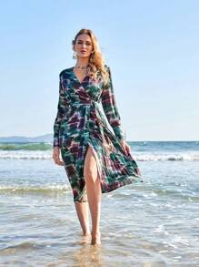 GENKIRA Vestido Casual De Manga Larga Para Mujer Con Estampado (patrón Aleatorio) - Multicolor - Ver 4
