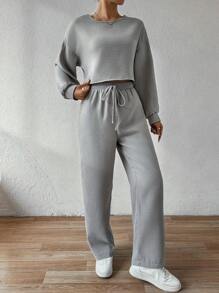 SHEIN Frenchy 女士純色兩件套裝 - 灰色 - 查看 3