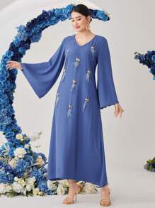 Al Najma 女士优雅连衣裙，优雅晚会礼服 - 霧霾藍 - 查看 10