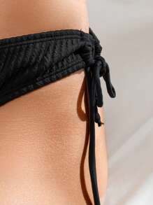 Swim Basics Summer Beach Women's Black Bikini Bottom With Tie Side Detail Carnival
