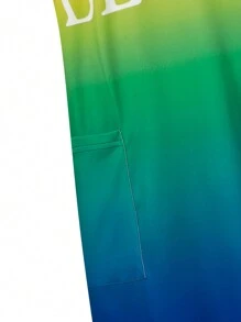 SHEIN LUNE 大尺寸漸層印花花卉細節 V 領口袋連身裙 - 彩色 - 查看 3