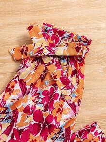 SHEIN Young Girl Summer Holiday Casual Comfortable Printed Short Sleeve T-Shirt And Pants Set