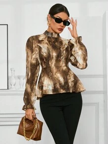 GENKIRA Random Printed Long Sleeve Blouse Fall Cloth For Women - Multicolor - View 3