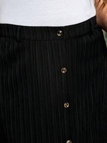 SHEIN LUNE 大尺碼女士夏季休閒黑色裙子 - 黑色 - 查看 4