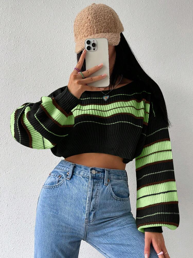 Women's Patchwork Pullover Knit Pullover Fall Winter Sweater