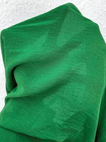 SHEIN Clasi Plain Textured Glitter 3/4 Sleeve Shirt - Green - View 6