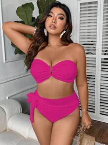 Swim SXY Conjunto De Bikini Hueco De Talla Grande De Color Sólido De Moda Para Día De San Valentín