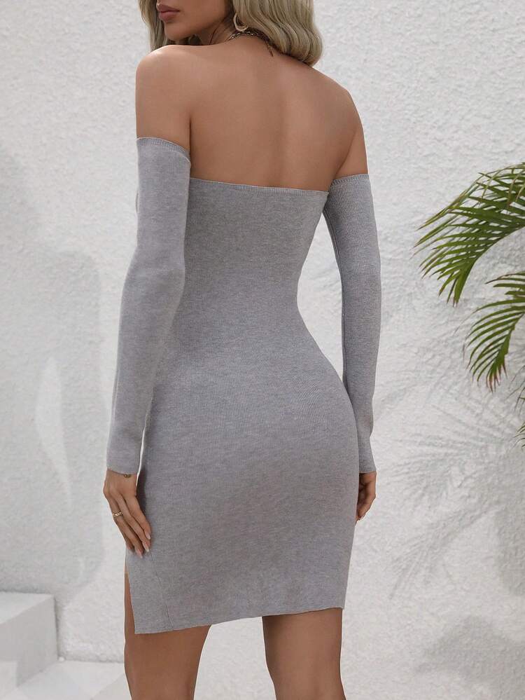 Women's Off Shoulder Split Hem Dress