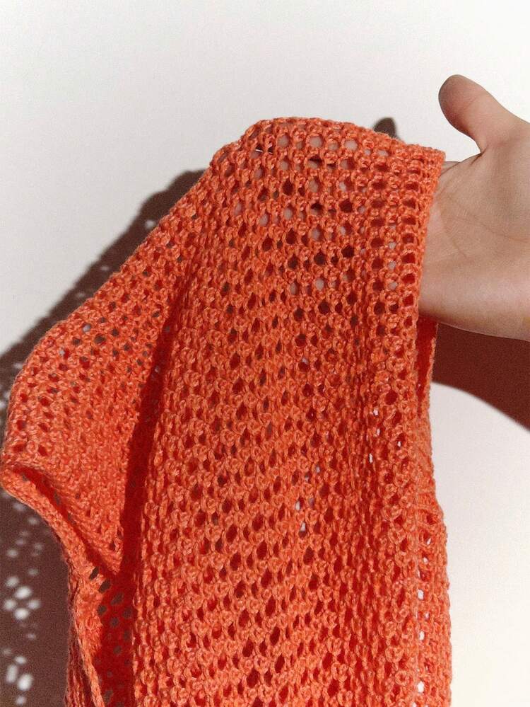 Women's Hollow Out Cropped Sweater Two Pieces Set
