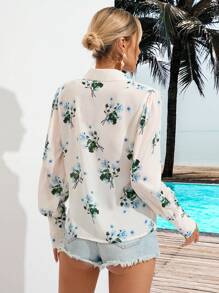 GENKIRA Women Blouses Simpul Membungkus Bunga Boho - MultiWarna - View 2