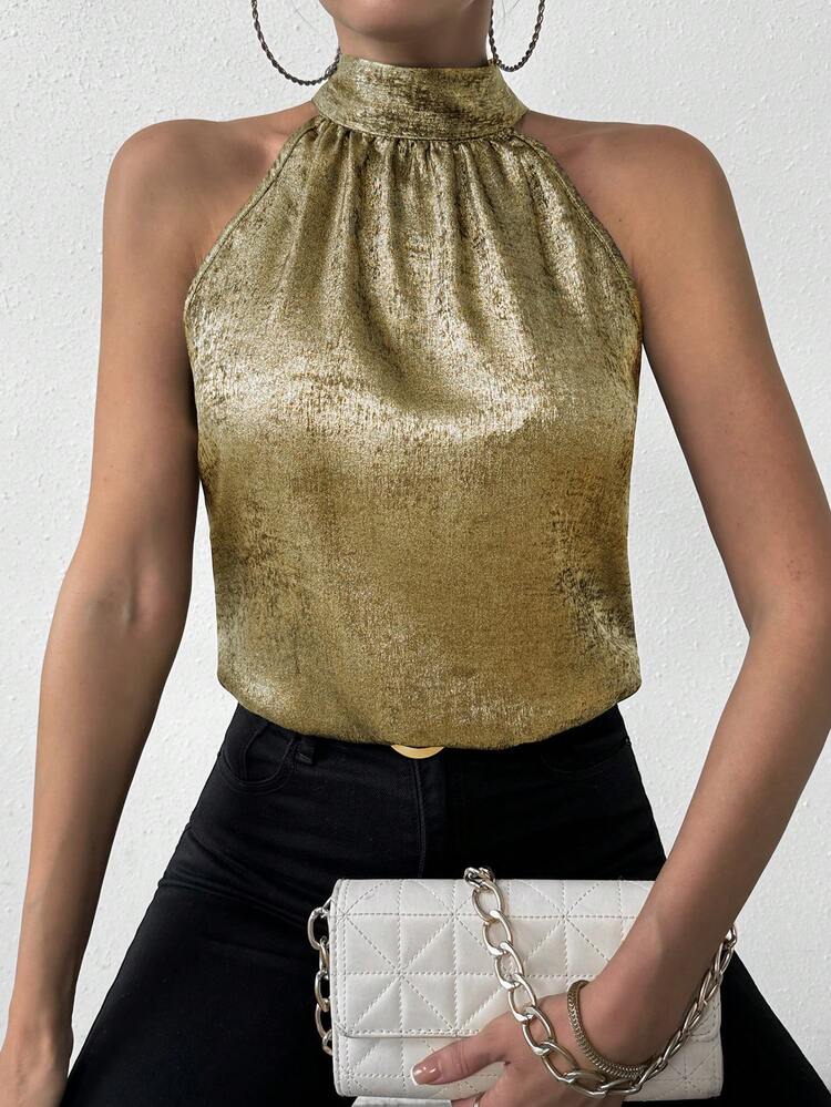 Women'S Back Knot Halter Top, Going Out Top