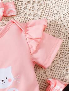 Conjunto De Ropa Linda Para Bebé Niña Con Estampado De Gato Caricatura - Multicolor - Ver 4