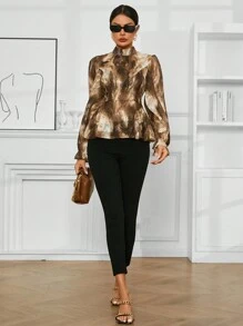 GENKIRA Random Printed Long Sleeve Blouse Fall Cloth For Women - Multicolor - View 4