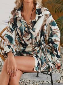 Camisa Estampada Aleatoria Para Mujer - Multicolor - Ver 5
