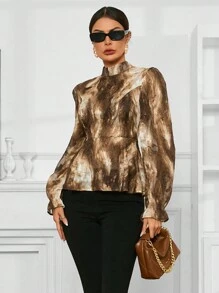 GENKIRA Random Printed Long Sleeve Blouse Fall Cloth For Women - Multicolor - View 5