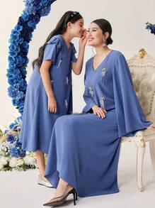 Al Najma 女士优雅连衣裙，优雅晚会礼服 - 霧霾藍 - 查看 5