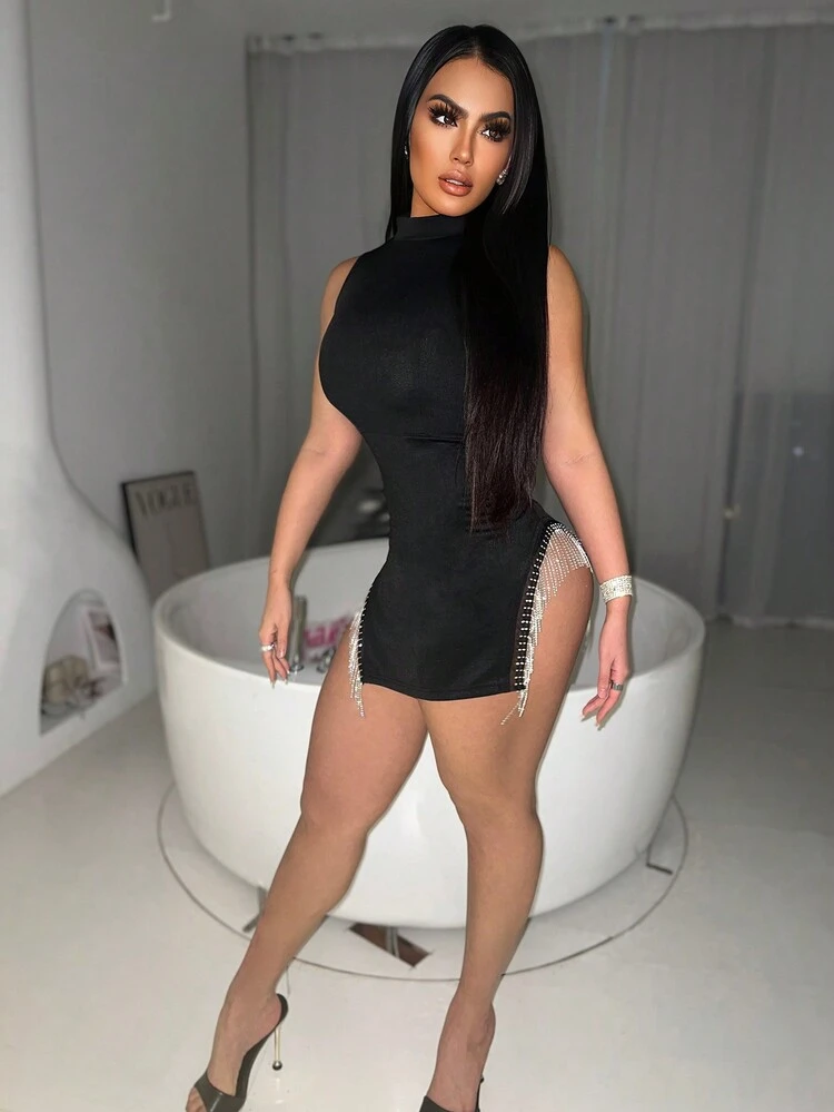 Women's Sleeveless Stand Collar Dress