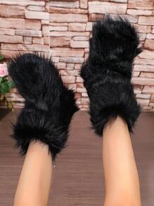 Women Minimalist Warm Snow Boots, Fashion Black Snow Boots