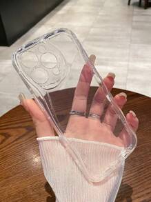 ROMWE 1入組透明波紋圖案加厚防碰撞手機殼,柔軟外殼與iphone配對適用 - 無色 - 查看 1