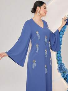 Al Najma 女士优雅连衣裙，优雅晚会礼服 - 霧霾藍 - 查看 9