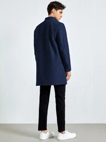 GENTILAND Men's Stand Collar Woolen Coat - Blue - View 2