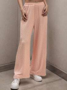 Flirla Solid Color Wide Leg Straight Pants Fall Cloth For Women - Pink - View 1
