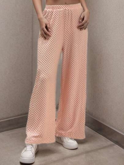 Flirla Solid Color Wide Leg Straight Pants Fall Cloth For Women