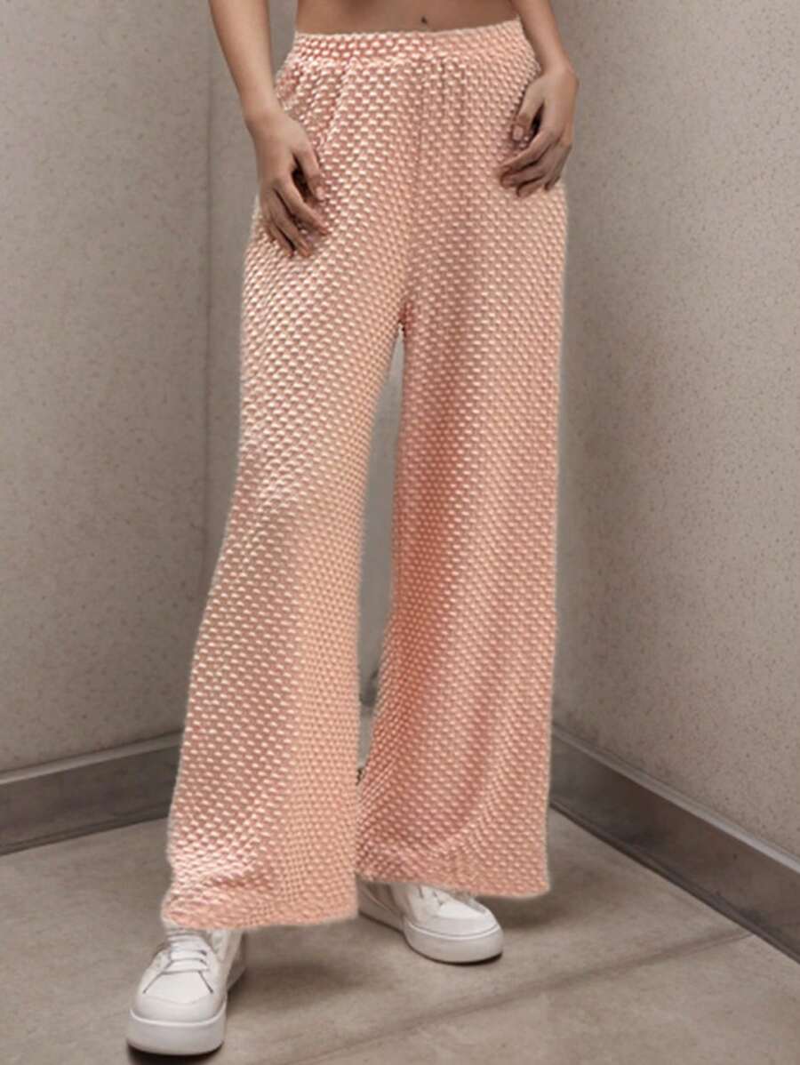 Flirla Solid Color Wide Leg Straight Pants Fall Cloth For Women - Pink - View 1